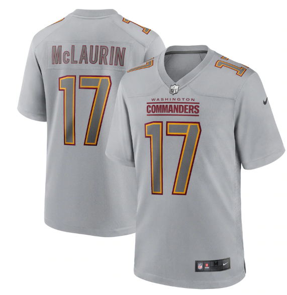 Men's Washington Commanders #17 Terry McLaurin Grey Atmosphere Fashion Stitched Game Jersey